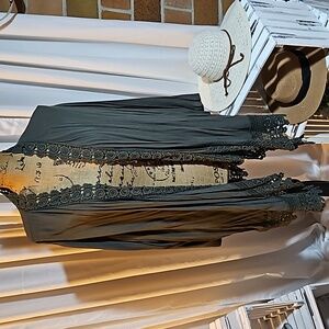 MAURICES GREEN OPEN FRONT CROCHET TRIM 3/4 SLEEVE KIMONO SIZE 3